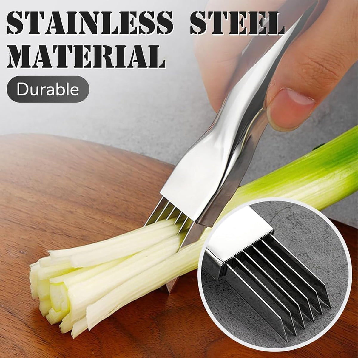Shred Silk The Knife - Chopped Green Onion Knife - Kitchen Vegetable Cutter Sharp Scallion Shredding Cutter Shred Slicer Household Multifunctional Food Slicer Home Kitchen Gadget (1, Gold)