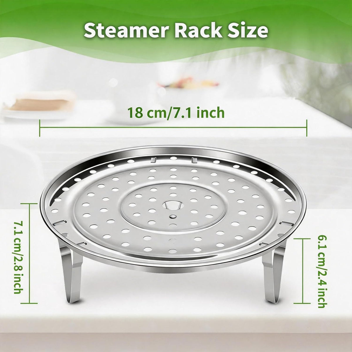 Steamer Rack for Cooking,Stainless Steel Steaming Rack,Steam Tray with Removable Legs for Instant Pressure Cooker Multi-functional Steamer Basket(Silver - 22cm)