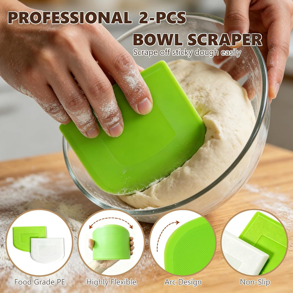 13-Inch Danish Dough Whisk Set, Sourdough Tools for Bread Making