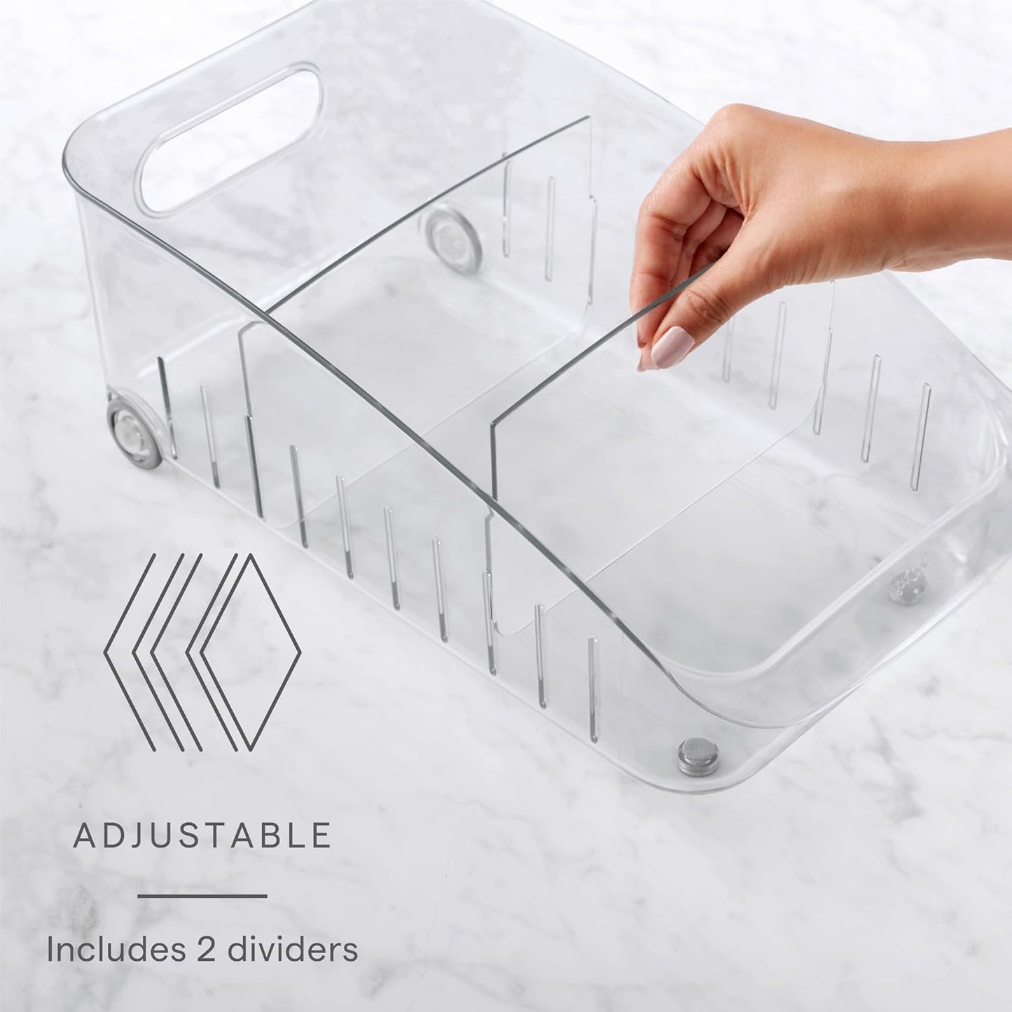 YouCopia RollOut Fridge Drawer 6", BPA-Free Clear Rolling Refrigerator Organizer Bin with Adjustable Dividers and Handles for Produce, Food, Meal and Snack Storage
