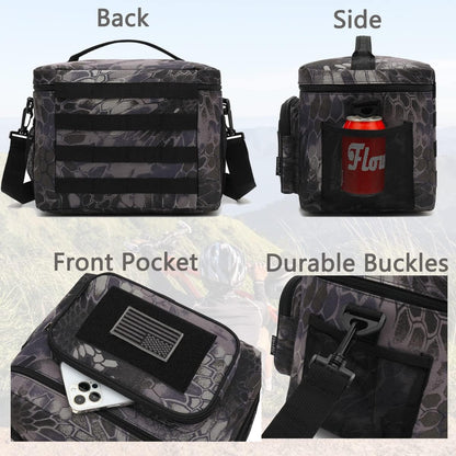 FlowFly Lunch Bag, Insulated Cooler, Thermal Lunch Box Tote with MOLLE/PALS Webbing, Adjustable Padded Shoulder Strap, for Tactical Men Women Adults and Boys Girls Kids (Cyan, Medium)