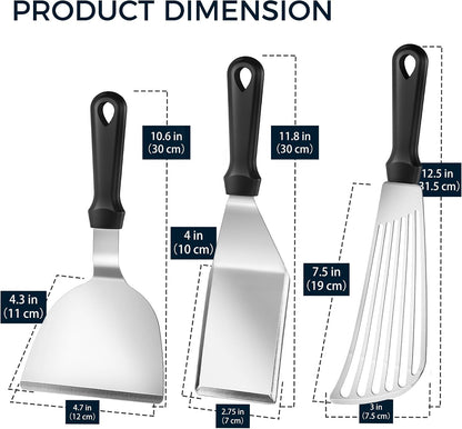 Fish Spatula 18/8 Stainless Steel, Thin Long Flexible 12.5-in Metal Spatula Fish Turner Brushed Kitchen Utensil for Outdoor Grilling Daily Barbeque, Dishwasher Safe
