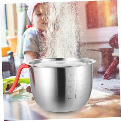 LIFKOME 1Set Large Stainless Steel Mixing Bowl with Lid and Handle Multi-functional Egg Beating Container for Salad Noodles and Soups Metal Mixing Bowls for Kitchen Use