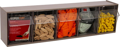 Akro-Mils TiltView Plastic Storage Cabinet with 6 Tilt Out Bins, Horizontal Organizer, Teacher Toolbox, and Office Supply Organizer, 23-5/8" W x 3-1/2" H x 3-3/4" D, Stone