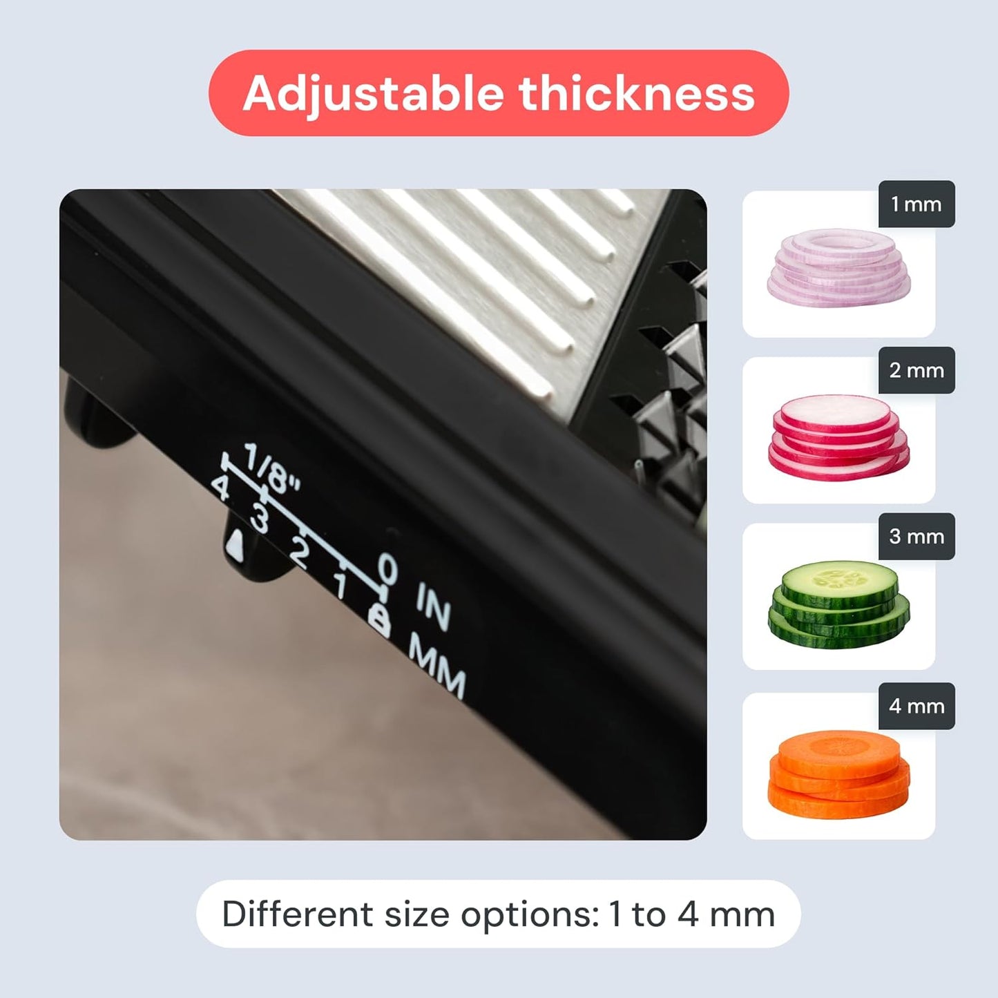 Fullstar 2-in-1 Handheld Mandoline Slicer for Kitchen - 4 Thickness Settings Vegetable Food Onion Slicer, Julienne Blade, Stainless Steel Guard, Easy to Use, Sharp Blades, Veggie Slicer & Fruit Cutter