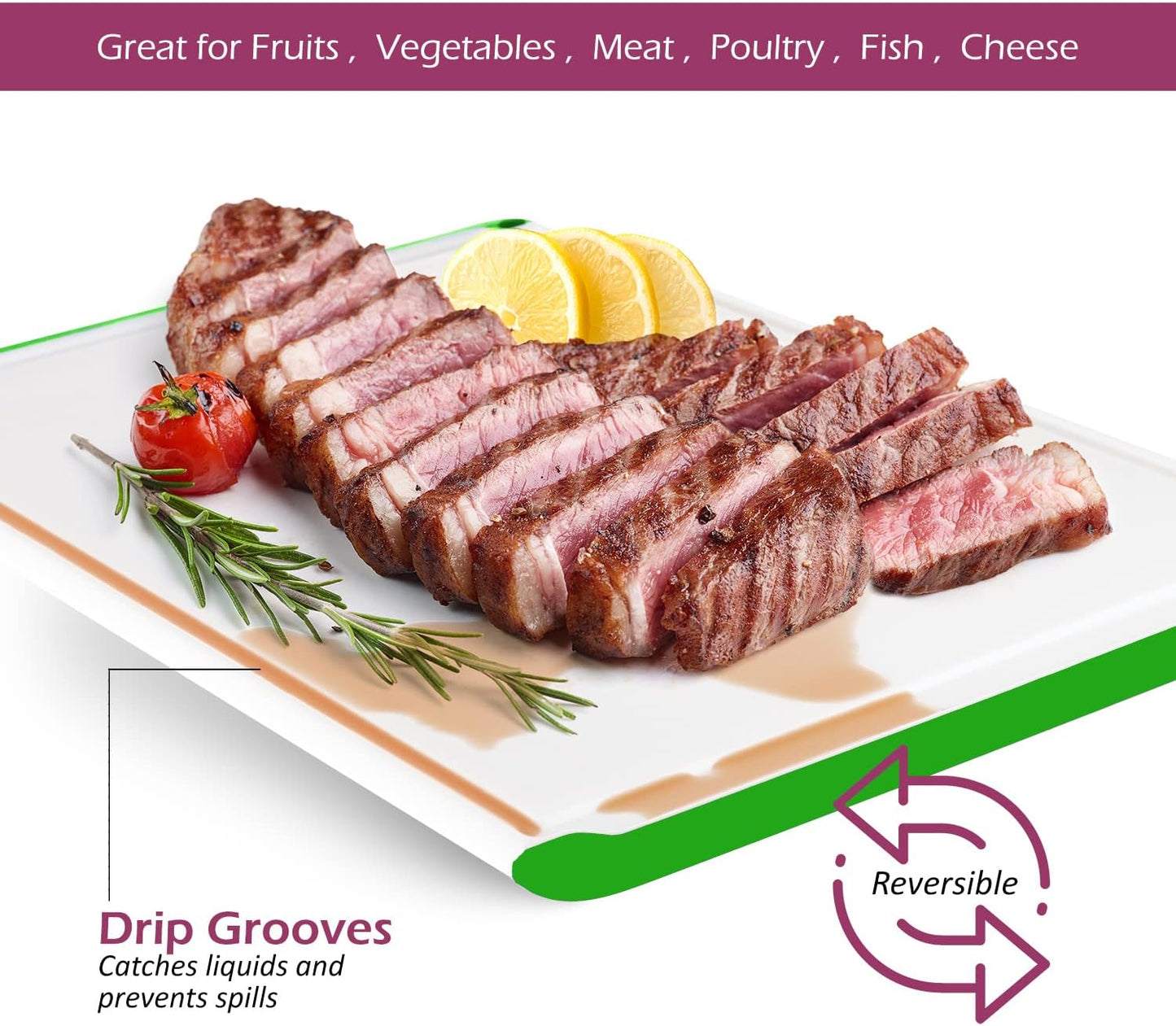 Plastic Cutting Board for Kitchen - Extra Large Cutting Board 18 Inch Reversible Chopping Board, Juice Groove, Non Slip Feet, Dishwasher Safe, BPA Free Large Cutting Board for Meat Vegetables Fruit