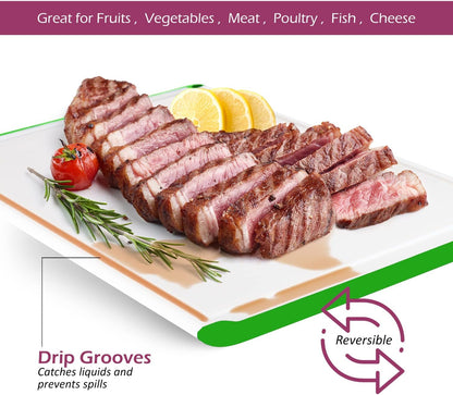 Plastic Cutting Board for Kitchen - Extra Large Cutting Board 18 Inch Reversible Chopping Board, Juice Groove, Non Slip Feet, Dishwasher Safe, BPA Free Large Cutting Board for Meat Vegetables Fruit