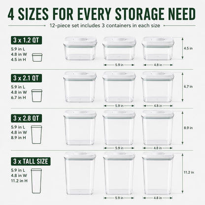 Pop Food Storage Containers Set Large Airtight Food Storage Containers with Pop Lids, Kitchen Pantry Organization and Storage, Cereal, Rice, Flour, Pasta & Snack Container, BPA Free, 2 x 2.8Qt