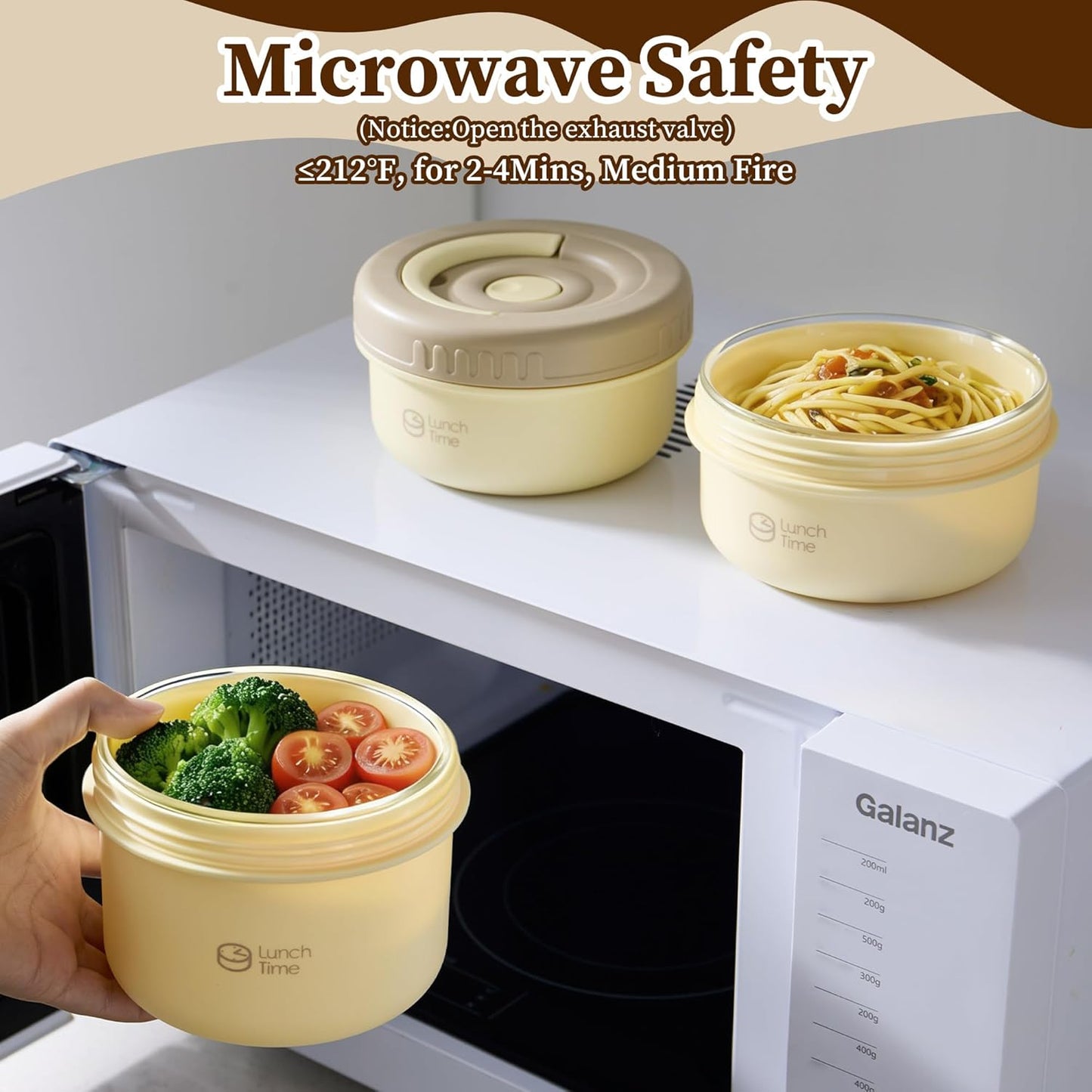 Portable Bento Box Adult Lunch Box Set, 3 Pcs Glass Lunch Container for Adults, 15 Oz+15 Oz+22 Oz Adult Lunchable Containers with Insulated Bag, Leak-Proof, Microwave Safe (Yellow (Glass Liner))