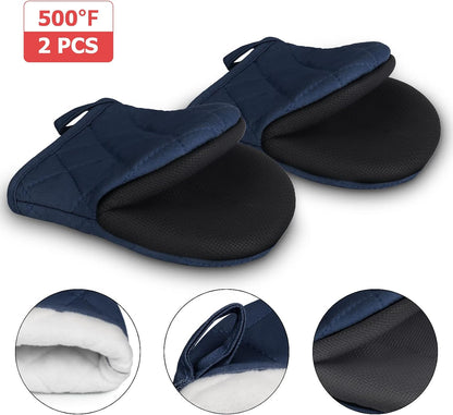 Goldmeet Mini Oven Mitts 2-Pack, 7"x5.5", 500°F Silicone Grip, Gray