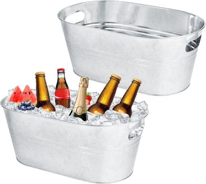 OBTANIM 4 Pack 4 Gallon Galvanized Ice Buckets Metal Champagne Drink Cooler Storage Ice Tub with Handles for Beer Cocktails Wine Beverage Home Parties Bar Cooling Supplies