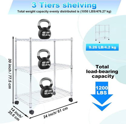 Whitmor 2-Wire Shelving Unit, Metal Storage Shelves, Stacking Shelf with Basket, Easy Assembly Home Organizer for Pantry, Kitchen, Garage, Plant