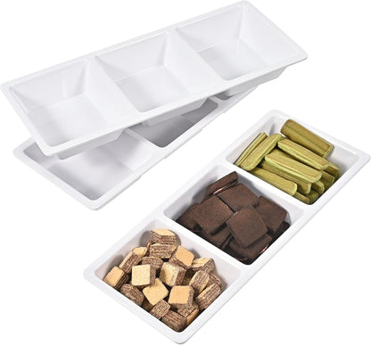 Blue Boat Divided Melamine Serving Platter Set of 3, Stackable, Easy to Clean, Dishwasher Safe, Housewarming Gift, All Seasons, Appetizer, Snack, Fruit, Cheese, Charcuterie (3, 14.5“ x 4.9“)