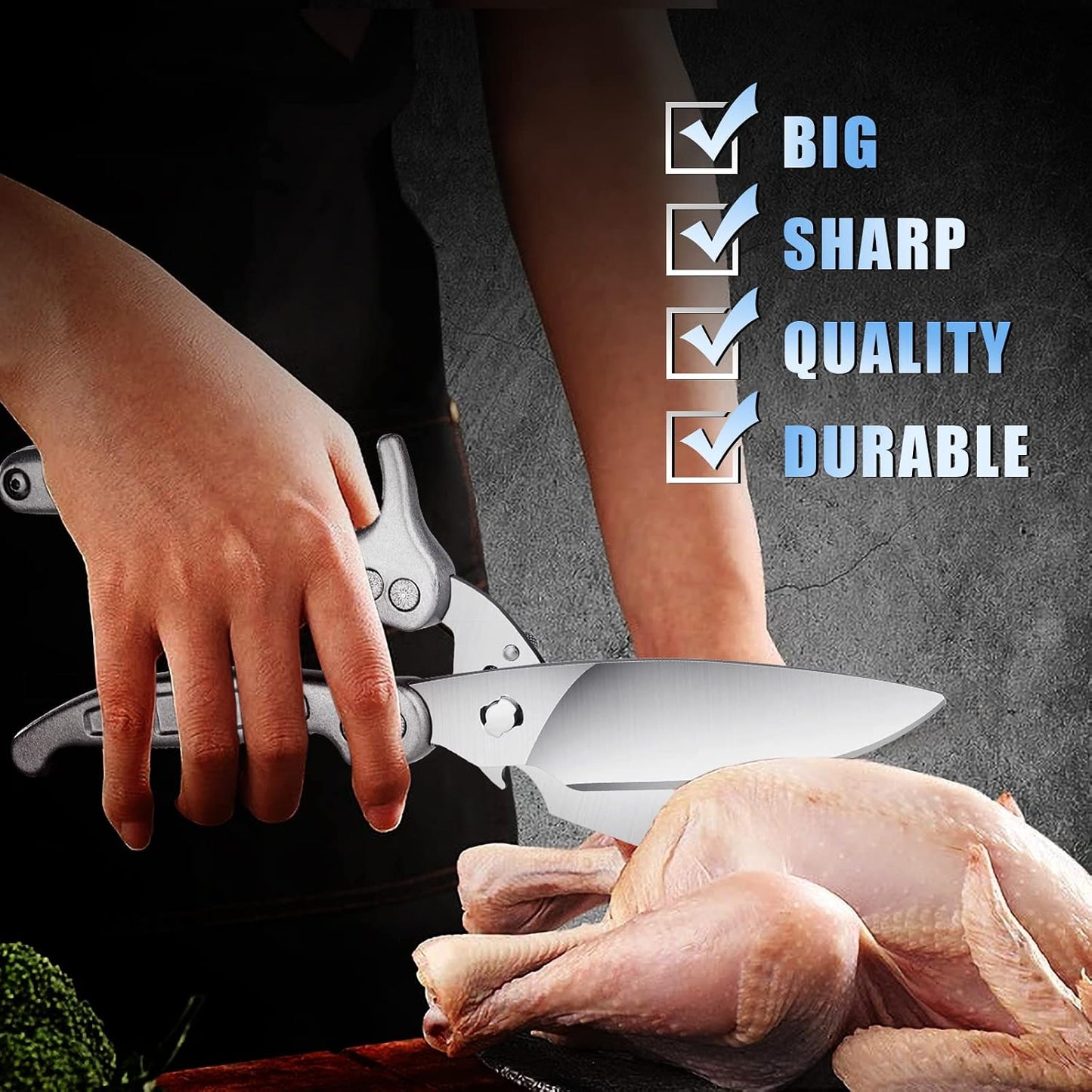 DRAGON RIOT Heavy Duty Poultry Shears - A Must Have Kitchen Shears for Chicken and Meat Cutting - Dishwasher Safe and Stainless Food Kitchen Scissors for Thanksgiving