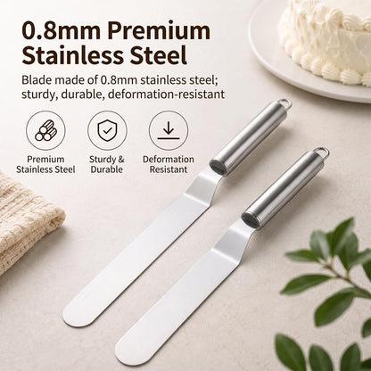 Offset Spatula Set, 6 & 8 Inch Stainless Steel Cake Decorating Tools