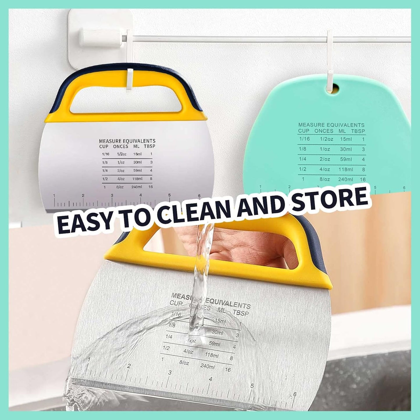 YGDZ Dough Scraper Chopper 2 Pcs, Stainless Steel Dough Cutter With Grip, Plastic Bench Scraper with Measuring Scale, Multipurpose Pizza Cutter, Pastry, Food Scraper for Baking, Dough, Bread, Cake