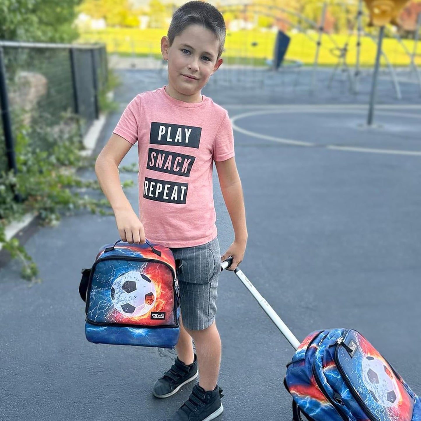 Tilami Lunch Bags Insulated Adjustable Strap Zipper, Two Compartments Cooler Bags, Bento Bags for Kids Toddlers (Blue)
