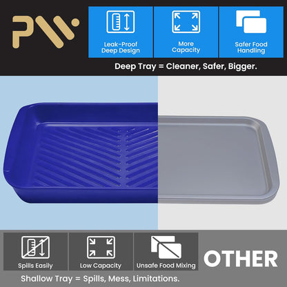 Grill Prep Trays Set of 2, Large Melamine Grilling Prep and Serve Trays with Deep Raised Edges for BBQ Meat Prep, Marinating & Serving, BPA Free