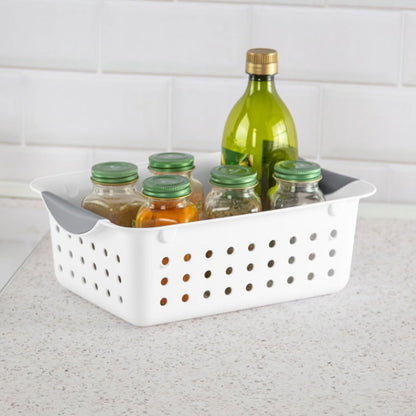 Sterilite 6-Pack Medium Ultra Basket, Open Top Plastic Storage Organizer, White - Classic Baskets for Organizing Countertops, Pantry Shelves, Kitchen Cabinets, Laundry Rooms or Home Offices