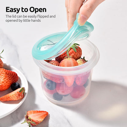U-Taste Silicone Food Storage Containers Set: Meal Prep Box with Airtight Lid, Freezer & Microwave Safe, Date Marking Circle, Clear cup/oz/ml Measurement for Dry & Wet Deli -2oz/4oz/8oz/16oz, Aqua Sky