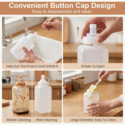 2Pcs Salad Dressing Dispenser 27Oz 20Oz Condiment Squeeze Bottles for Sauce