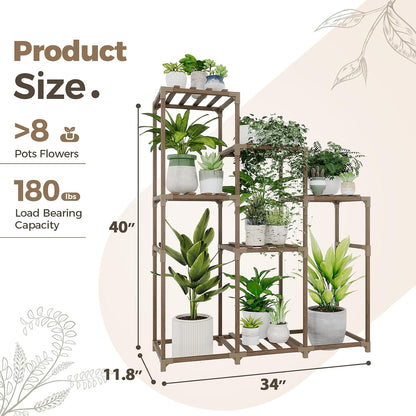 Bamworld Plant Stand Indoor Plant Shelf Outdoor Wood Plant Rack