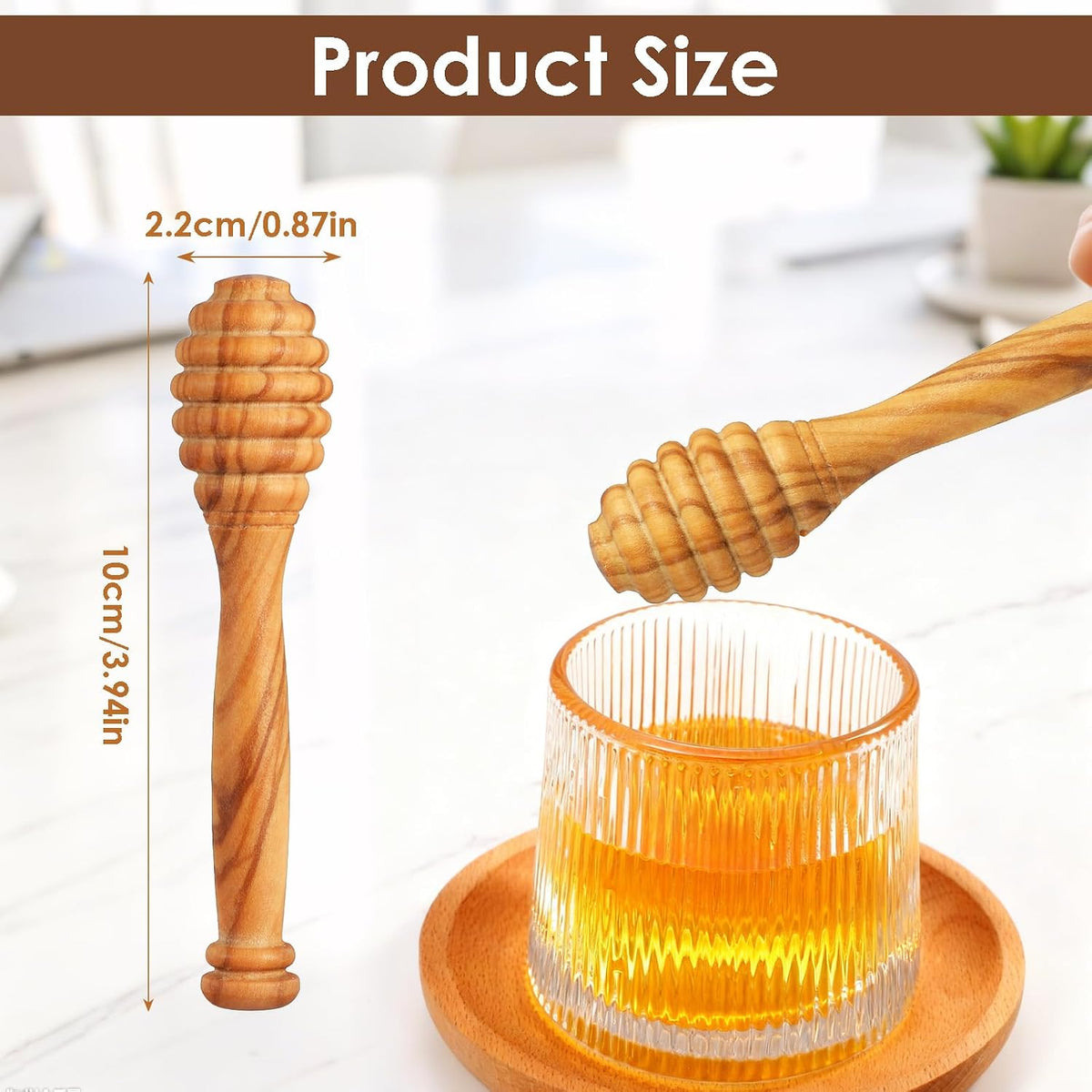 Ymapinc 3.94 Inch Mini Honey Dipper Stick, Olive Wooden Honey Spoon, Wooden Dipper for Tea/Jars, Durable Premium Kitchen Accessories
