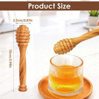 Ymapinc 3.94 Inch Mini Honey Dipper Stick, Olive Wooden Honey Spoon, Wooden Dipper for Tea/Jars, Durable Premium Kitchen Accessories