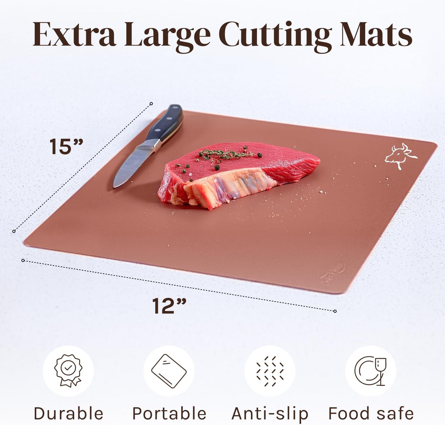 Extra Thick Flexible Plastic Cutting Board Mats, Set of 6 for Kitchen, BPA Free, Non-Slip Waffle Back, Dishwasher Safe Cutting Boards, Color Coded with Food Icons, 15x12 Inch - Cooler Kitchen