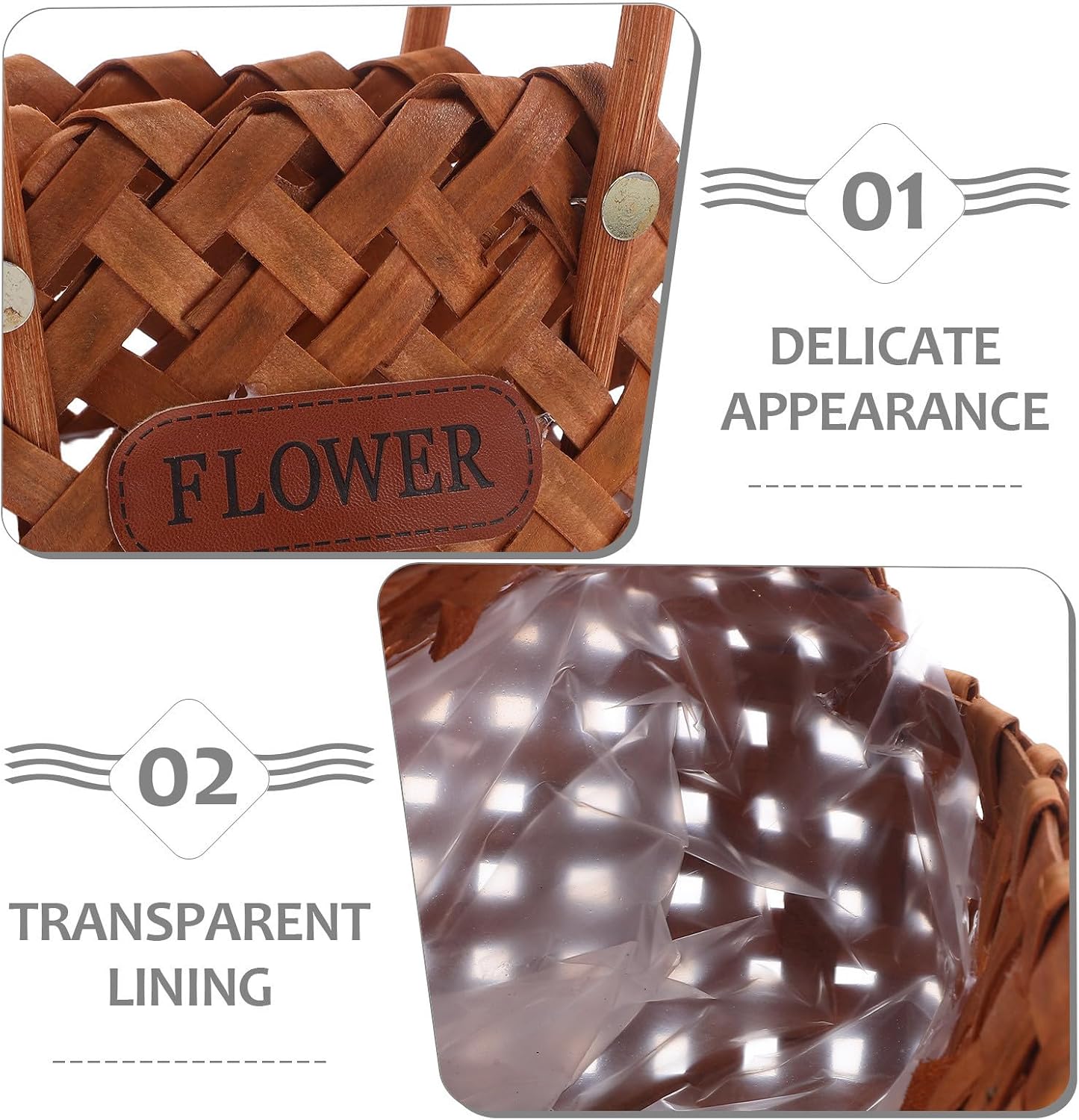 Handwoven Wooden Basket with Ergonomic Handle for Spring Picnic Essentials and Fruit Storage, Strong and Flexible Wood Chip Material, Multipurpose Rustic Basket for Family