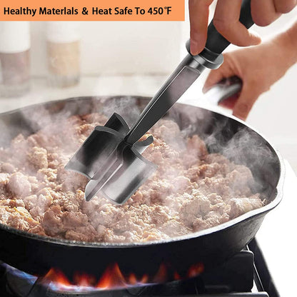 Meat Chopper, Premium Heat Resistant Meat Masher, 5 Blades Ground Beef Masher, Dishwasher Safe, Non Stick Hamburger Smasher, Nylon Potato Masher, Black