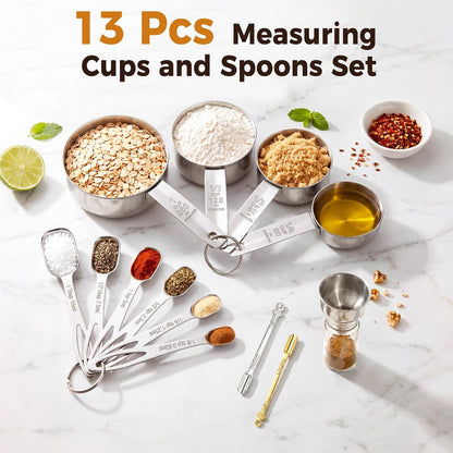 Narrow Measuring Spoons Set, Stainless Steel Spoons for Spice Jars