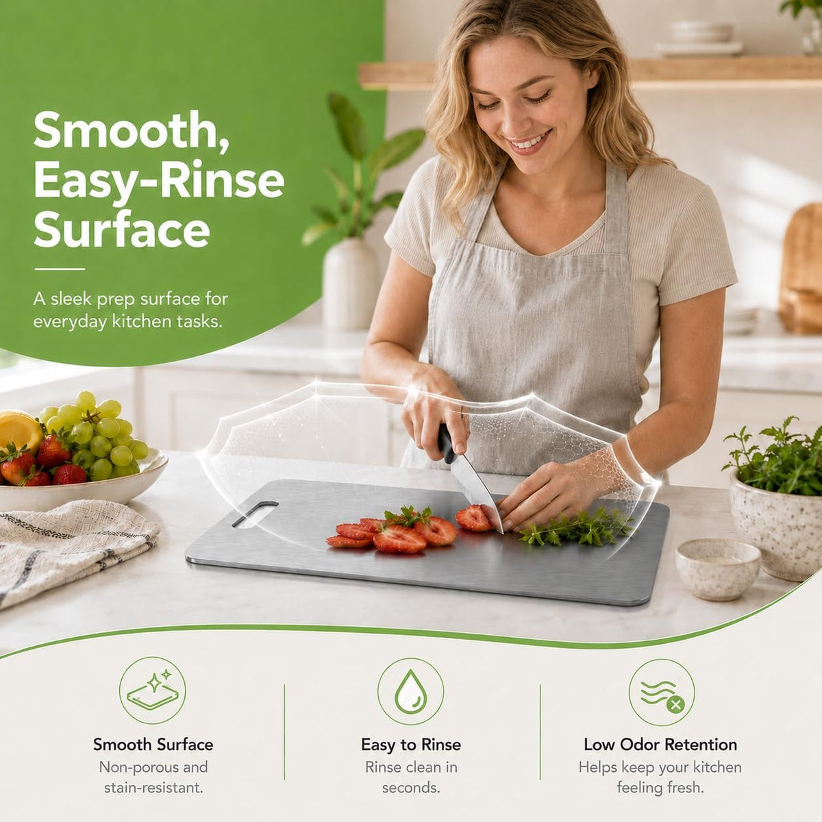Titanium Cutting Board Set of 3, 100% Double-Sided Titanium Cutting Boards for Kitchen, Dishwasher Safe Non-Toxic Chopping Boards for Meat, Vegetables, Fruits, Raw and Cooked Food Prep (M+L+XL）