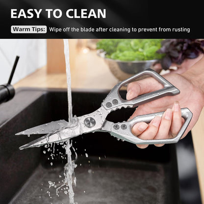 BALUCA Heavy Duty Kitchen Scissors All Purpose - Professional Stainless Steel Japanese Kitchen Shears for Food, Chicken Bones & Turkey | Dishwasher Safe, Sharp Meat & Poultry Scissors (Modern)