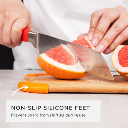 Elihome Premium Series 2-in-1 Kitchen Cutting Board Set, Non Slip Feet, Color Coded with Food Icon, Natural Wood Fiber, Dishwasher Safe, Eco-Friendly, Juice Grooves,Non Porous, BPA Free, Made in USA