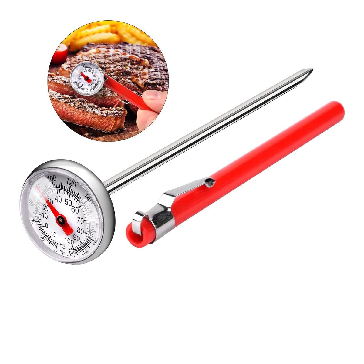 Meat Thermometer for Grilling, Food Thermometer for Cooking, Milk, Meat Thermometers for Grilling Cooking, Kitchen Instant Read Thermometer, Pocket Thermometers Food Temperature Probe