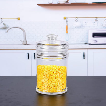 64 oz Reinforced Large Acrylic Canister with Locking Clamp, Airtight Flip Jar | Food Storage Container for Flour, Sugar, Coffee, Candy, Cookie etc
