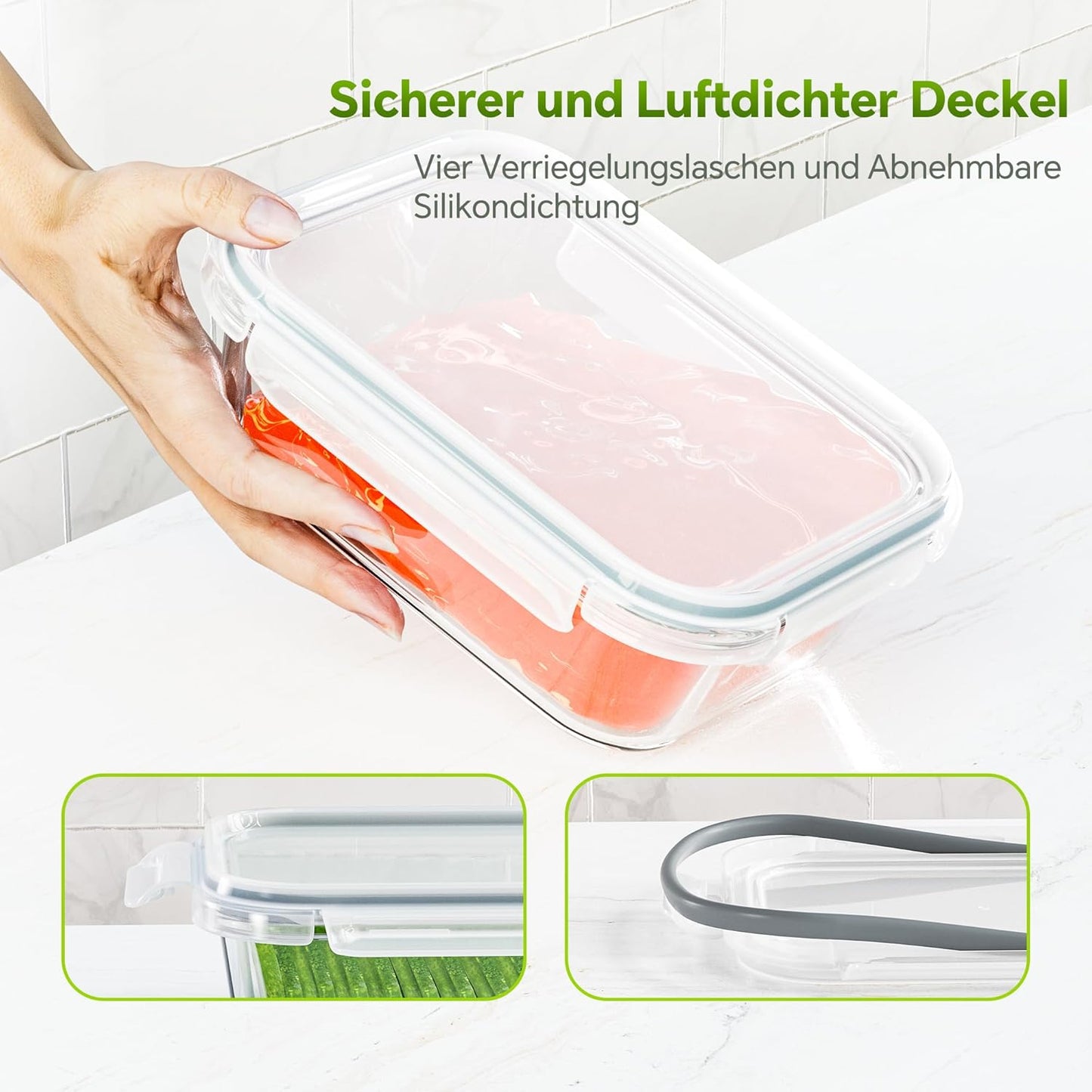 5-Pack 35 oz Borosilicate Glass Food Storage Containers with Lids, Stackable Airtight Glass Meal Prep Containers for Lunch & Leftover, BPA-Free & Leak Proof, for Microwave, Oven, Dishwasher