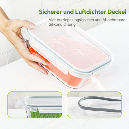 5-Pack 35 oz Borosilicate Glass Food Storage Containers with Lids, Stackable Airtight Glass Meal Prep Containers for Lunch & Leftover, BPA-Free & Leak Proof, for Microwave, Oven, Dishwasher
