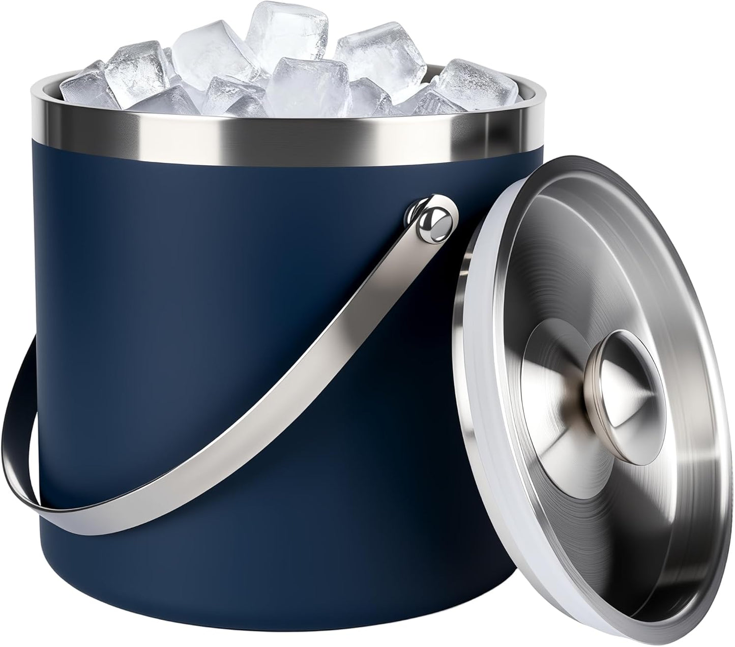 3L Double-Wall Insulated Stainless Steel Ice Bucket with scoop for Cocktail Bar - Metal Ice Bucket for freezer with Lid for parties,Camping,and More!champagne bucket,bar cart accessories