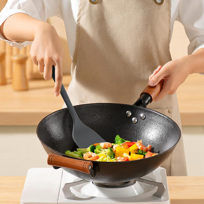 Silicone Kitchen Cooking Utensils Set: MOACC Heat Resistant 13inch Long Kitchen Gadgets, BPA Free Non Stick Rubber Cook Accessories For Food Prep, Frying, Serving, Basting (Light Grey)