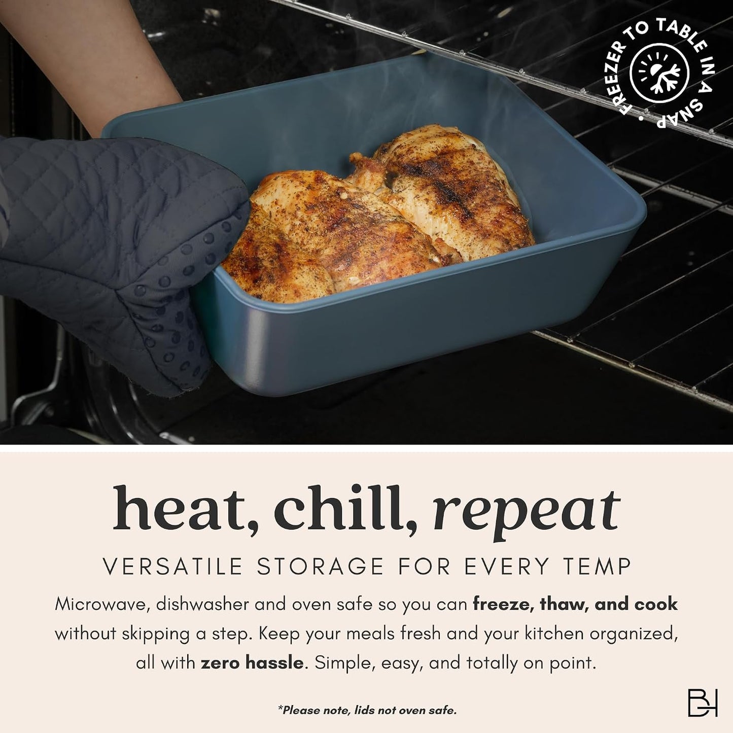 Ceramic Coated Glass Food Storage Container | No PTFE, PFOA, PFAS, and BPA | Reusable Non Toxic Meal Prep Container with Glass Lid | Easy To Store | 3 Cup Rectangle [Onyx]