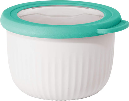 Oggi Prep, Store & Serve Plastic Bowl w/See-Thru Lid- Dishwasher, Microwave & Freezer Safe, (4 qt) Lt Gray w/Dk Gray Lid