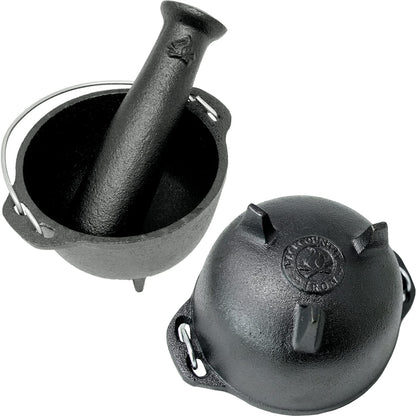 4.75 inch Cast Iron Mortar and Pestle Set 2 Cup Spice Grinder