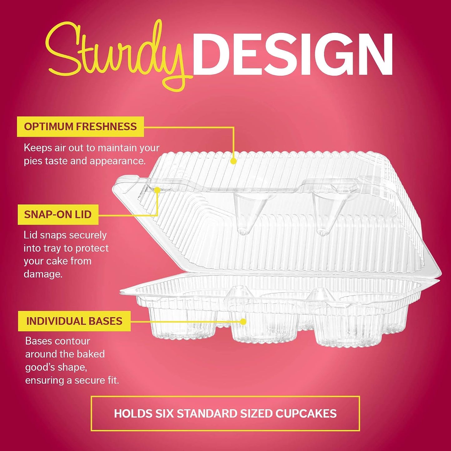 Plastic Cupcake Containers Boxes | 12 Compartment – 8 Pack | Disposable High Dome Dozen Cupcake Holder With Lid Bulk | Extra Sturdy Stackable Cupcake Boxes | Durable Muffin Packaging Transporter To Go