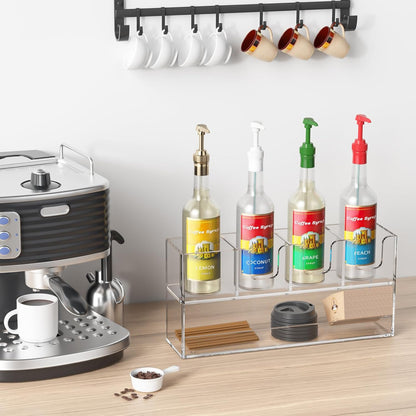 Coffee Condiment and Cup Organizer - 2-Tier Upright Cup and Lid Holder with Straw Organizer 2 Compartments Clear Acrylic Cup Dispenser for Restaurant Breakroom Coffee Station Countertop