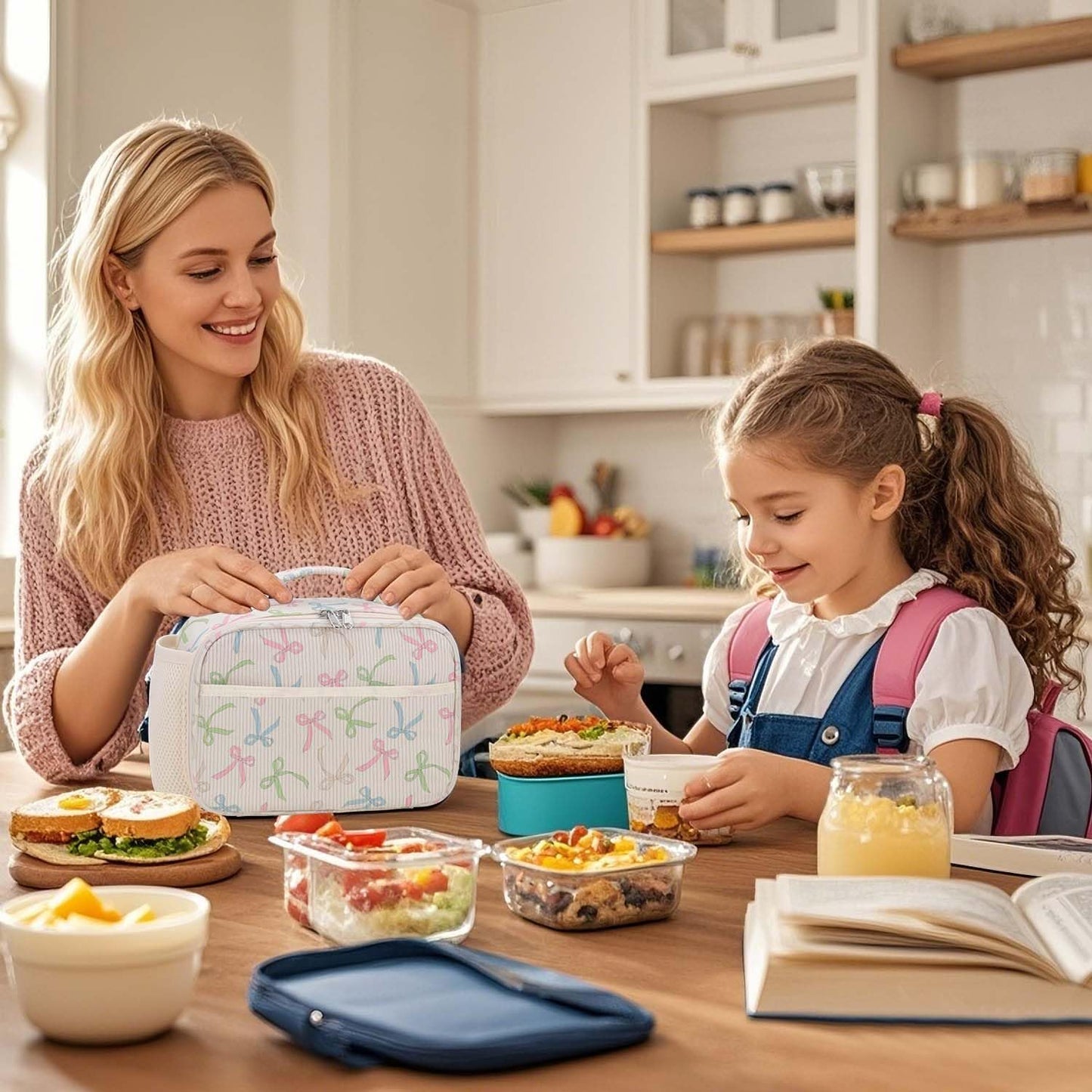 RHCPFOVR Kids Lunch Bag - Insulated Lunch Box for Boys Girls,Washable Lunch Bag and Reusable Toddler Leak-proof Lunchbox for School and Daycare - Colors B