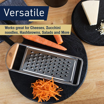 Handheld Mandoline Slicer for Kitchen - Stainless Steel Flat Mandolin with Cherrywood Handle - Julienne Cutter for Vegetable and Fruits - Italian Made Kitchen Gadgets by Kings County Tools