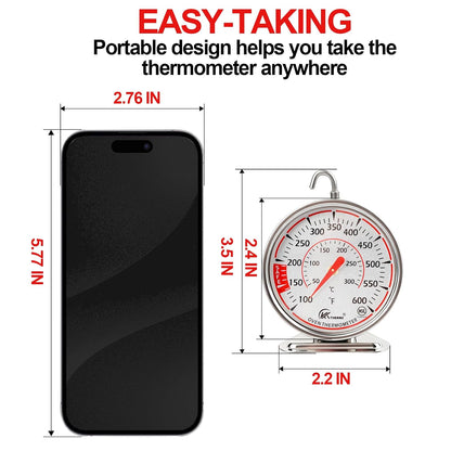 Oven Thermometer 2.75-Inch Dual Scale, 50-300°C/100-600°F, NSF 2‑Pack