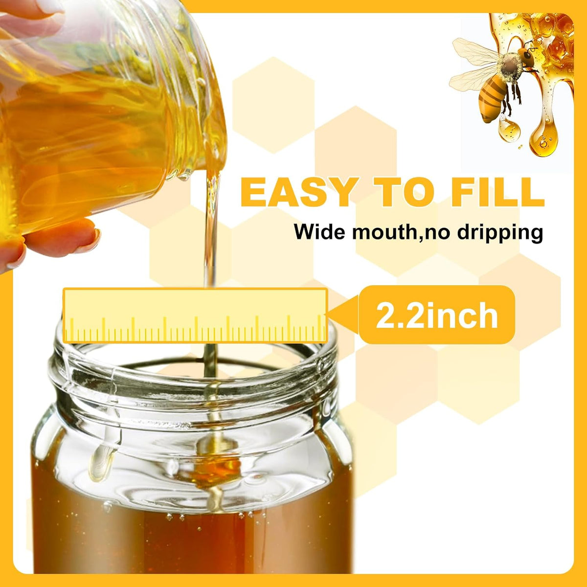 Glass Honey Dispenser No Drip, Maple Syrup Dispenser, 9 OZ